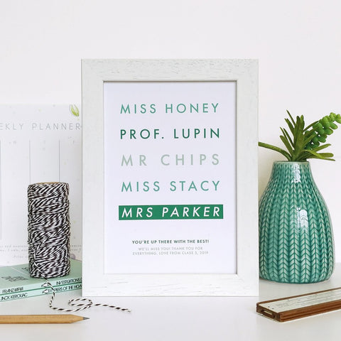 Personalised Teacher Print by Bookishly