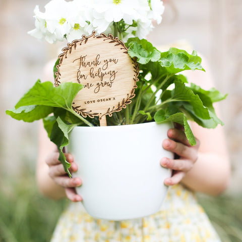 'THANK YOU FOR HELPING ME GROW' PLANT MARKER