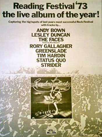 Newspaper ad for Reading festival album 1973