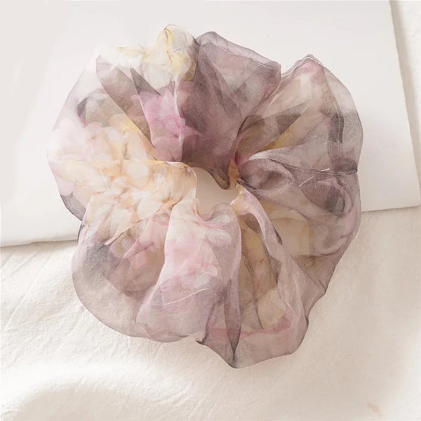 LNH Plum On Over Organza Scrunchies