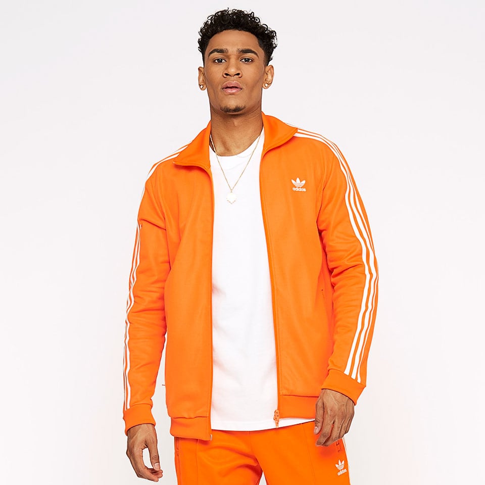 adidas beckenbauer track top orange