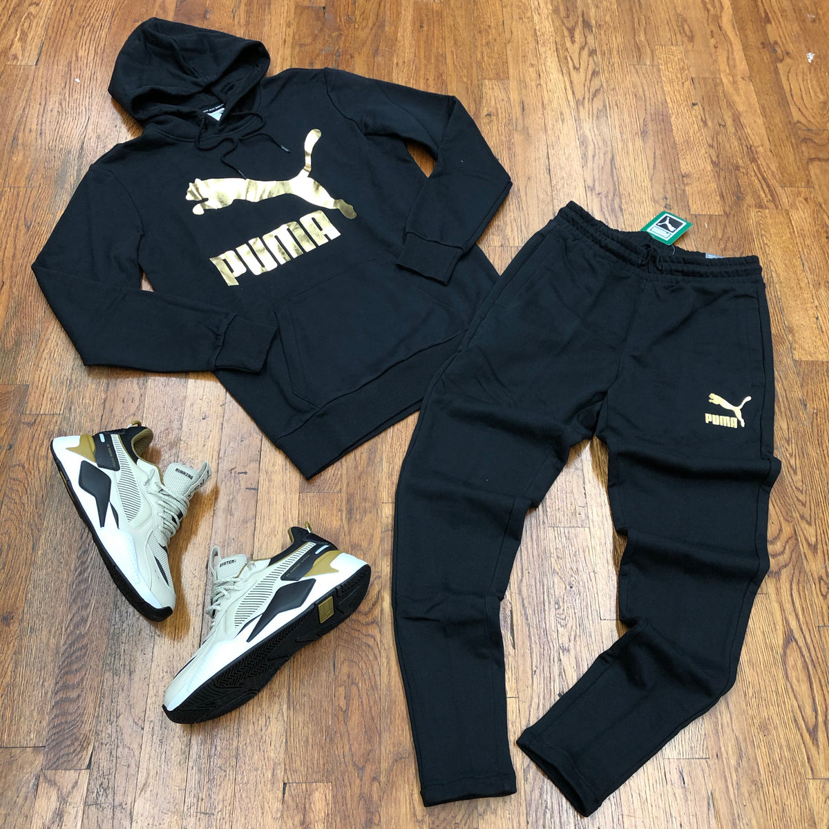 black and gold puma sweatsuit