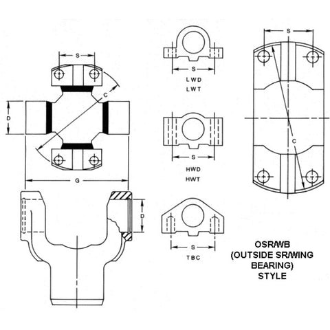 Wing U-joint / Outside snap ring