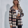 Chic Plaid Collar Button-Up Loose Shacket- Navy