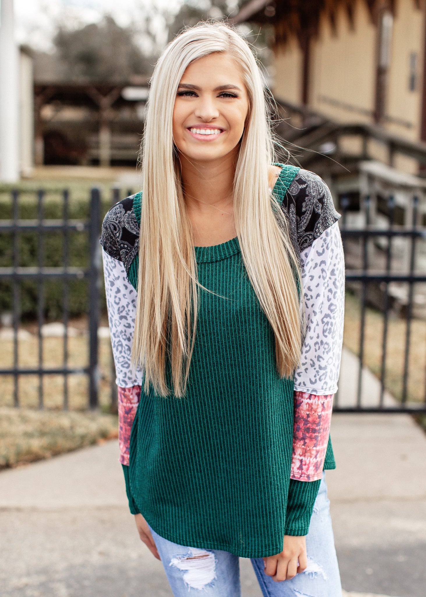 Hunter Green Ribbed Top