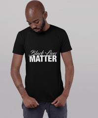 black man wearing black lives matter tshirt