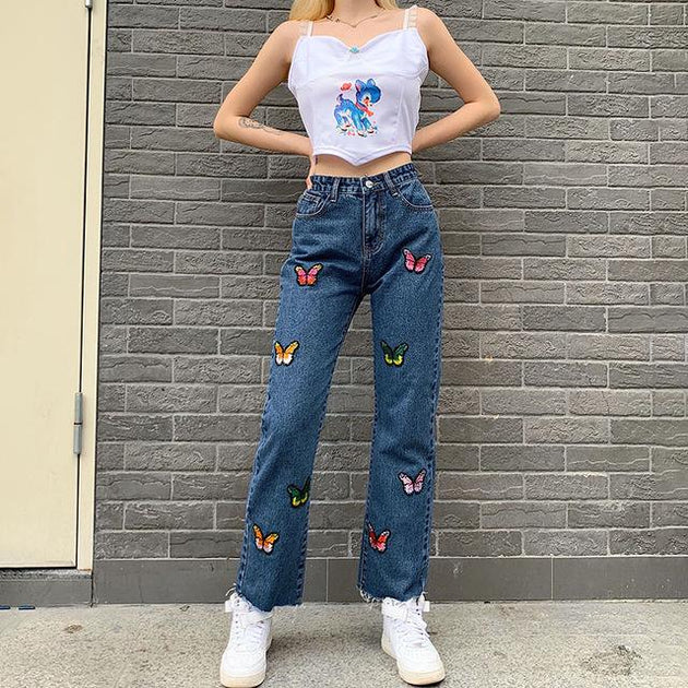 embroidered jeans