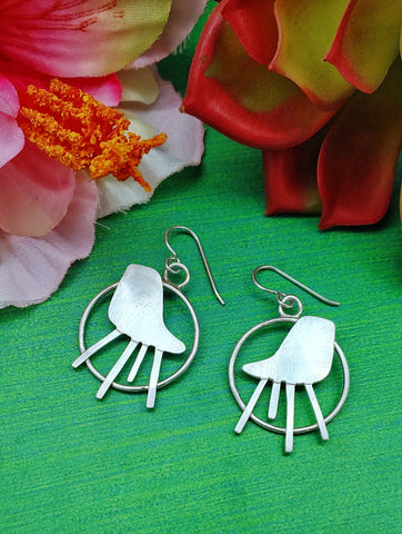 Eames chair earrings handmade in sterling silver