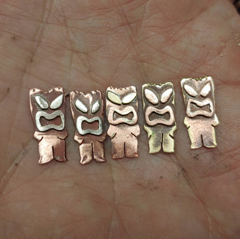 5 little tiki guys in mixed metals