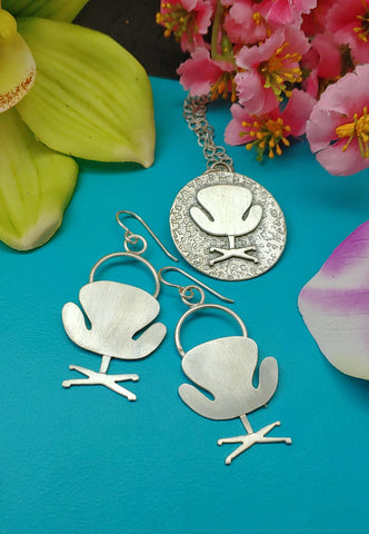Swan chair earrings and necklace