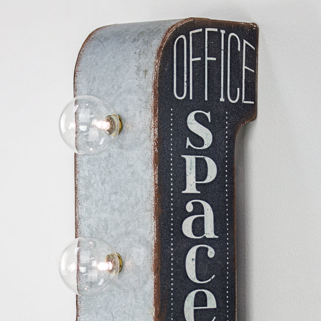 Battery Powered Office Wall Decor Office Space Marquee LED Sign Ready to Hang in The Home or Workplace Vintage Distressed Design 12 Metal Double Sided Sign 