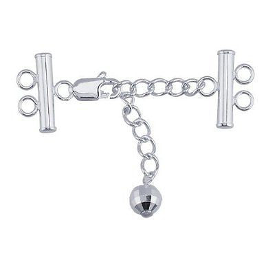 Sterling Silver Two-Strand Lobster Clasp with Extender Chain and Mirror Ball