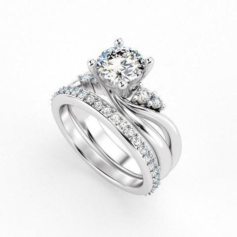 Christine Alaniz Designs custom engagement ring and wedding band set