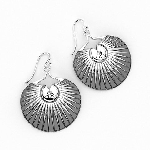 Christine Alaniz Designs Palm Earrings in oxidized sterling silver