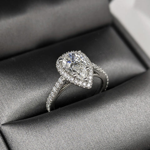 Christine Alaniz Designs - 1.51ct Pear Halo Diamond Engagement Ring