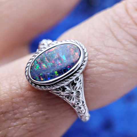 Christine Alaniz Designs - Custom Opal Ring with Engraving
