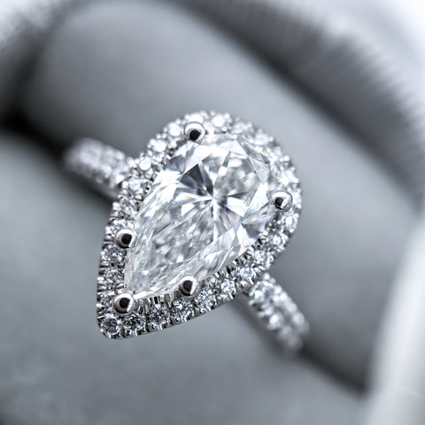 Christine Alaniz Designs - 1.51ct Pear Halo Engagement Ring