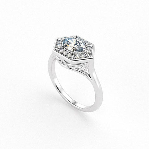 Christine Alaniz Designs - Eliza Oval Halo Diamond Engagement Ring