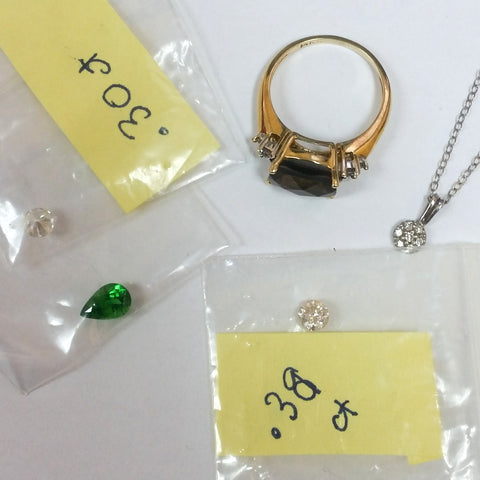 Customer green garnet and diamonds for an heirloom redesign