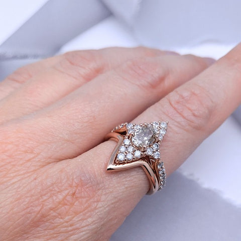 Christine Alaniz Designs - Pink Gold Contour Chevron Wedding Ring
