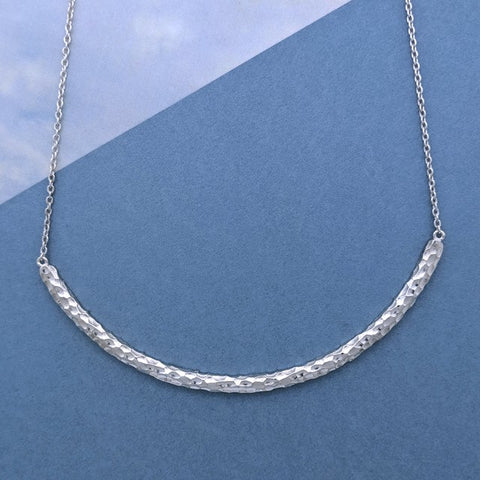 Christine Alaniz Designs - Custom Hammered Arc Pendant Necklace in Sterling Silver