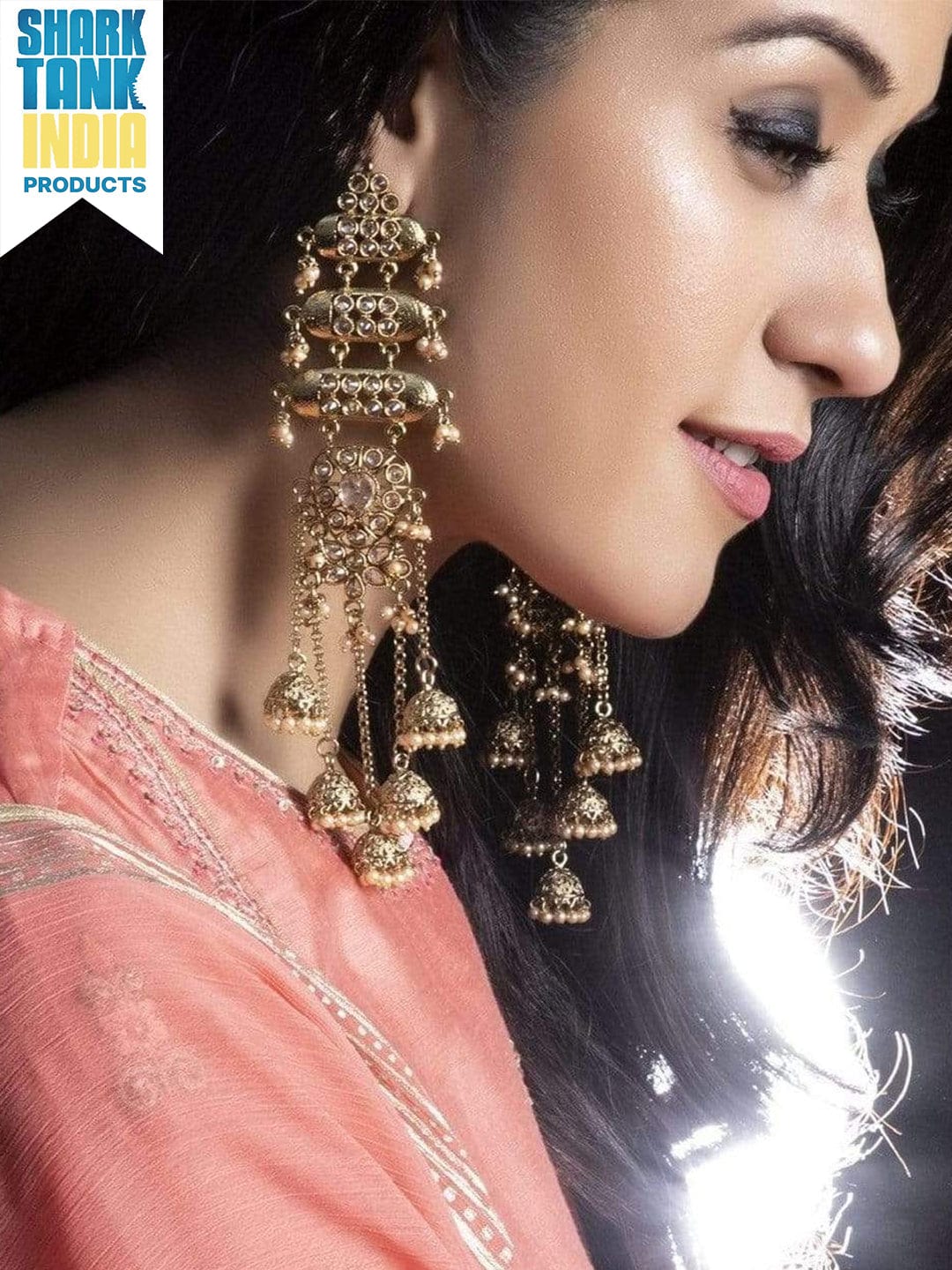 Buy rubans-gold-plated-faux-pearl-embellished-jhumka-earrings – Rubans