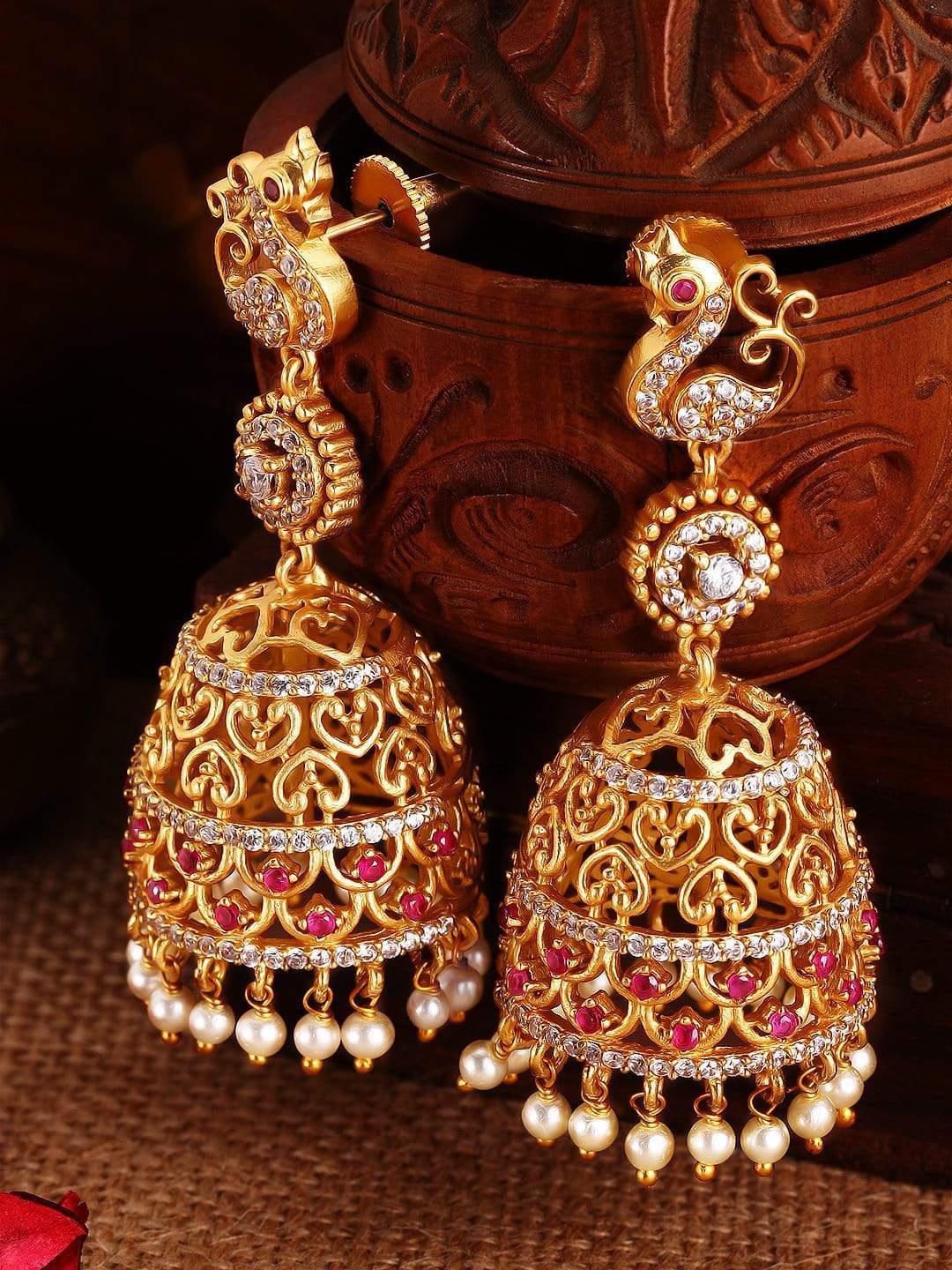 Shop Wedding Gold Plated Zircon Peacock Earrings - Rubans
