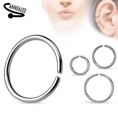 20G Silver Hoop Ring, Bendable Nose 