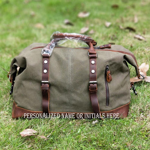 Waxed Canvas Holdall, Personalized Duffle Bag, Monogrammed Weekend Bag, Mens Travelling Luggage,Mens Carry on,Vintage Duffel Bags,Gift Ideas