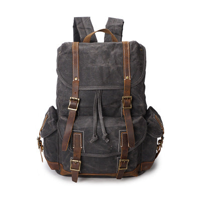 Oil Waxed Canvas Backpack, Vintage Waterproof Sports Backpack, Grey Tr - EchoPurse
