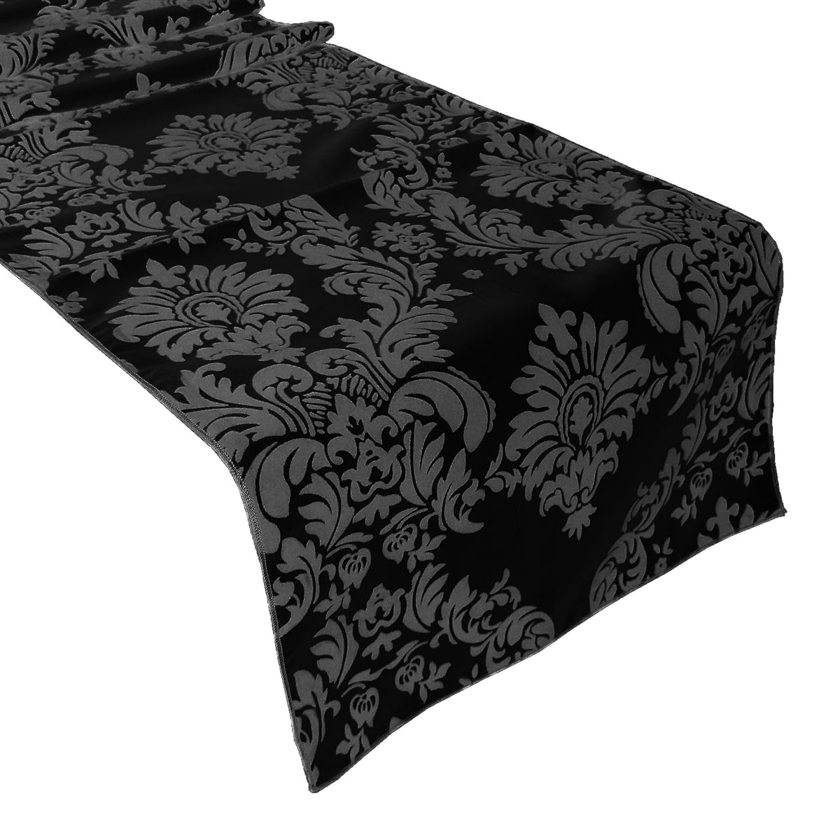 Elegant Handmade Grey Leaf Black Damask Tassel Wedding Party Bed Table Runner Cloth 80 inch Approx JH table runner COMINHKPR91823 