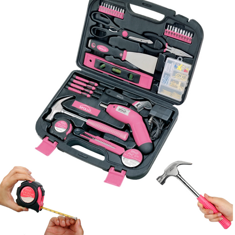 pink tool set for ladies pink lady tool set for crafts, home repairs, breast cancer donation