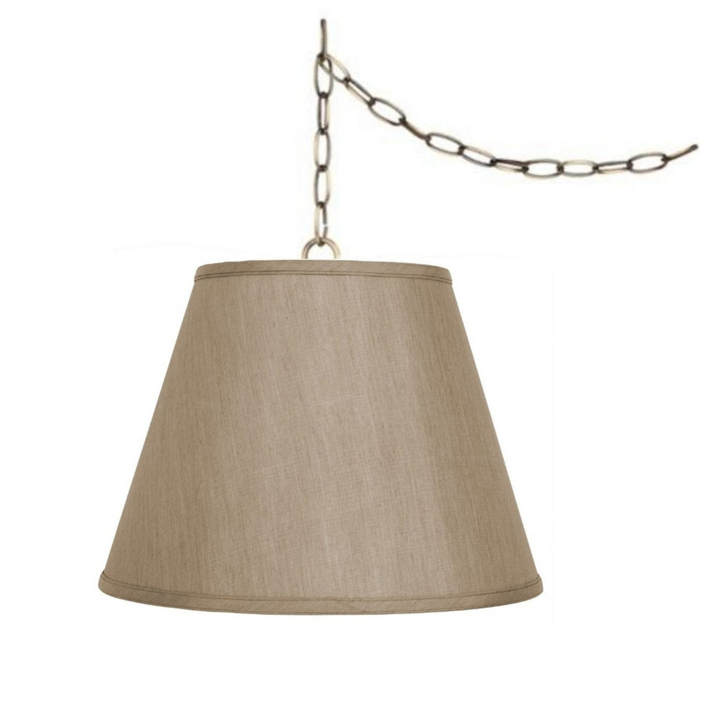 Tan Swag 16 Inch Lamp Lighting Fixture Hanging Plugin