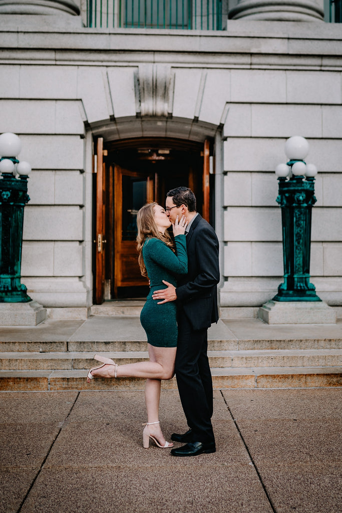 engagement photos outside of the wisconsin state capitol