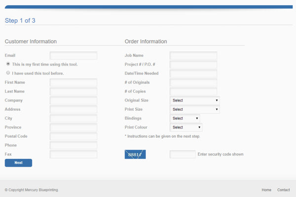 Filling out the Job Submittal