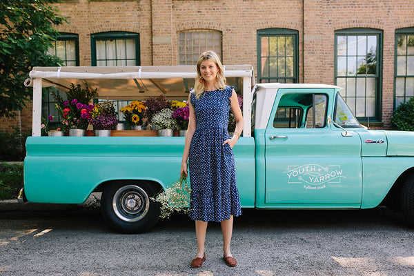 Youth and Yarrow Floral Turquoise Vintage Truck