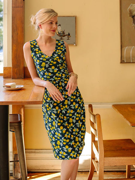 Wrap Dress with Lemons - Mata Traders Ethical Fashion
