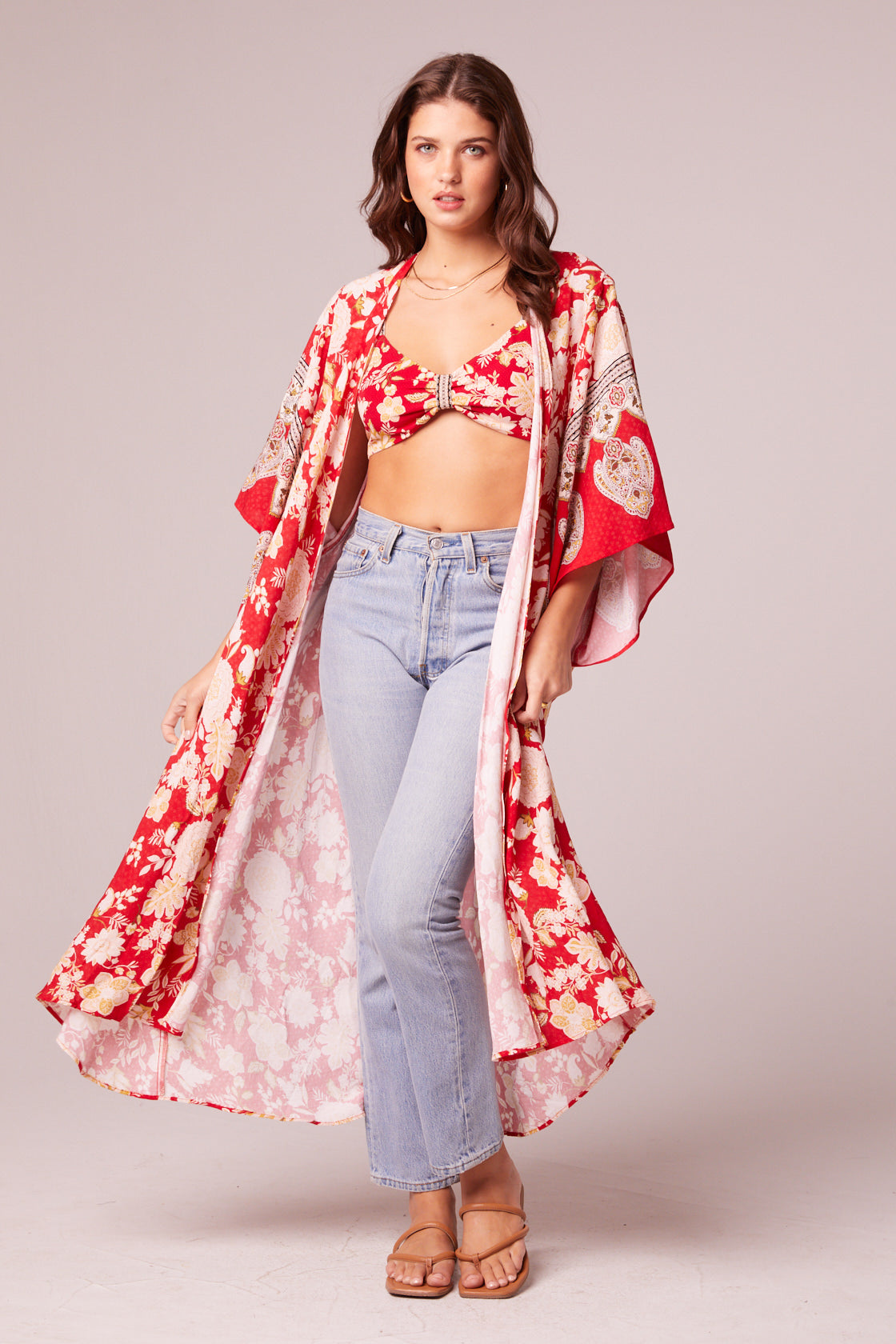 From Paris With Love Red Floral Kimono