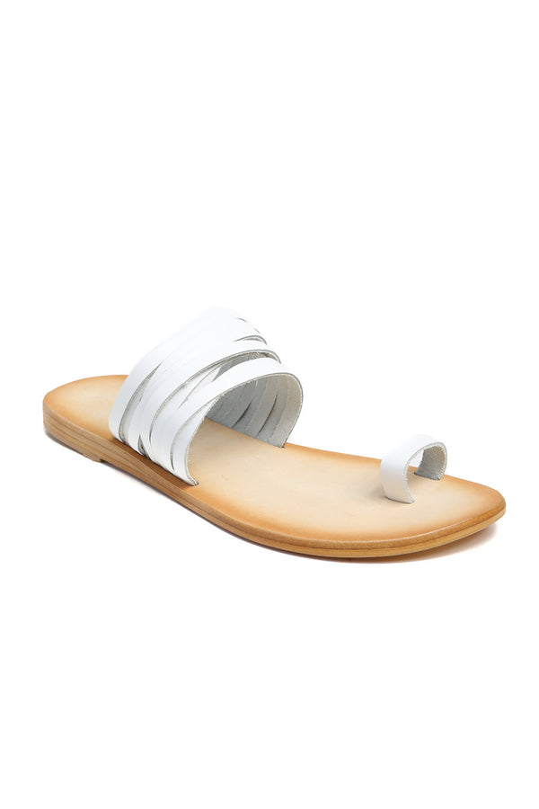 Iona White Print Leather Sandal Front