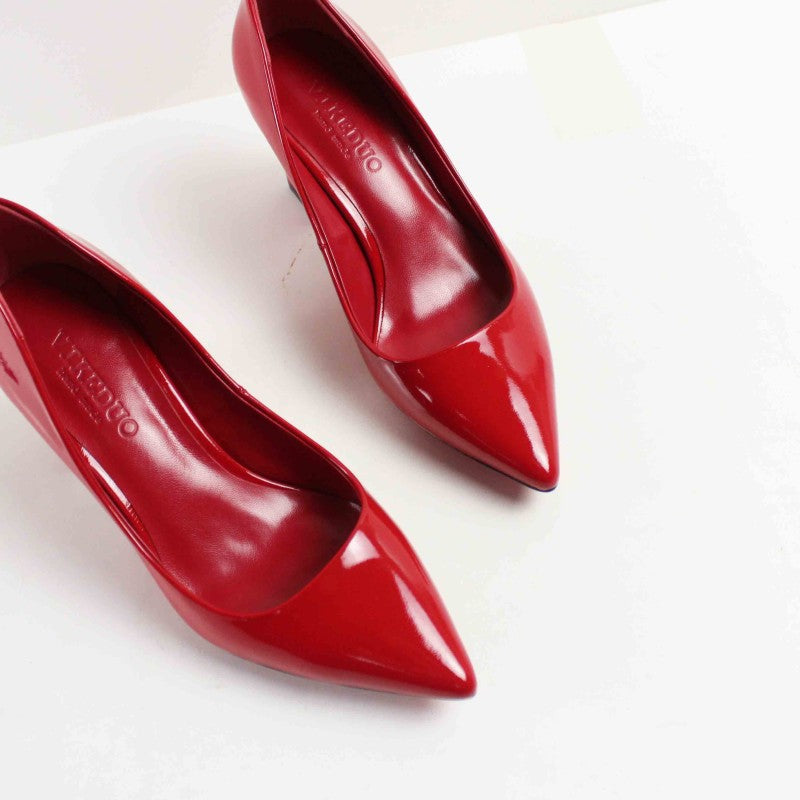 red leather shoes ladies