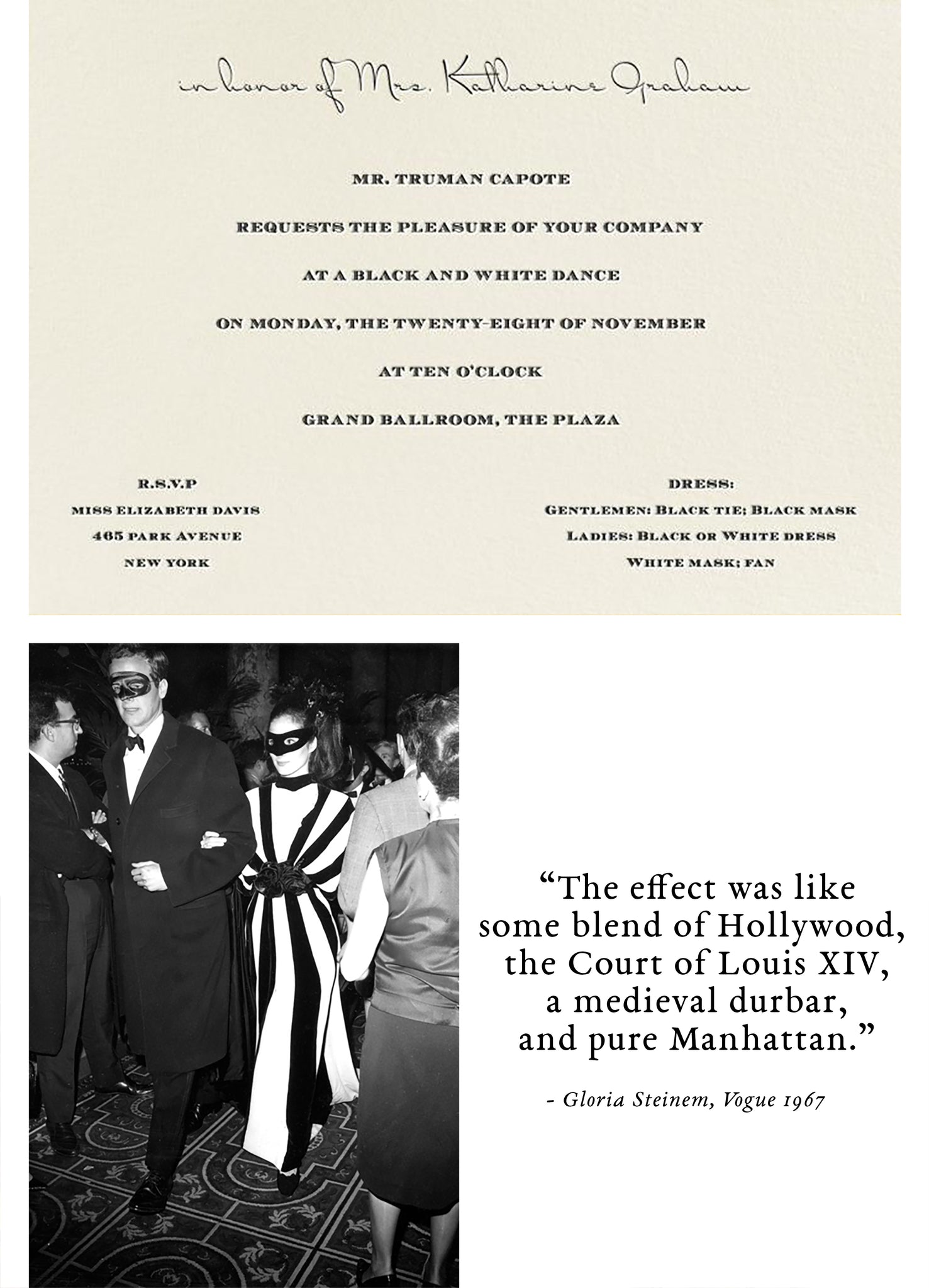 Truman Capote's Black and White Ball Invitation