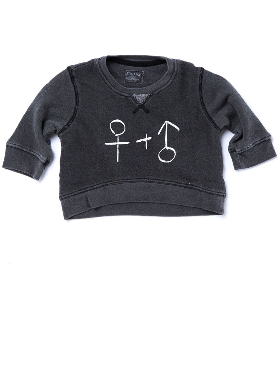Male/Female Print Sweatshirt Black