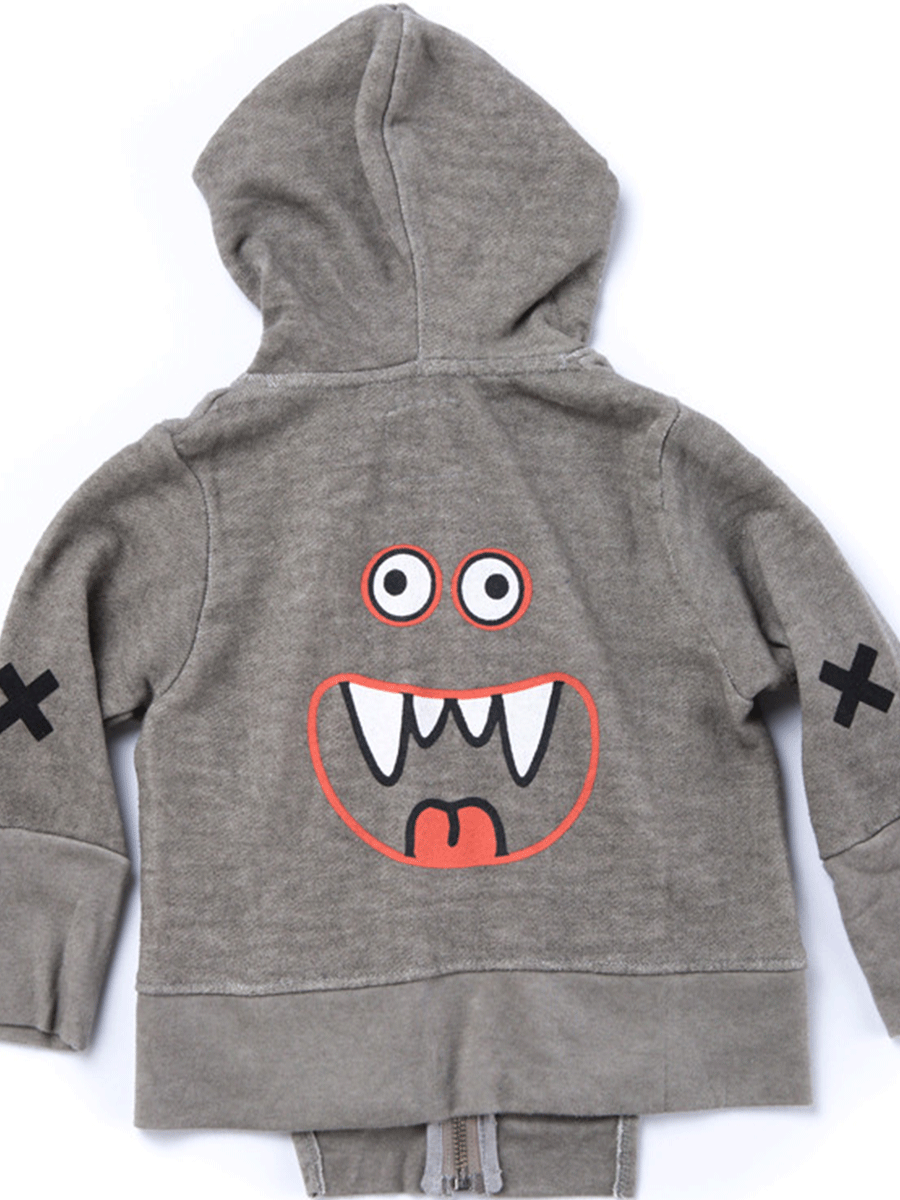 Vampire Print Hoodie Grey