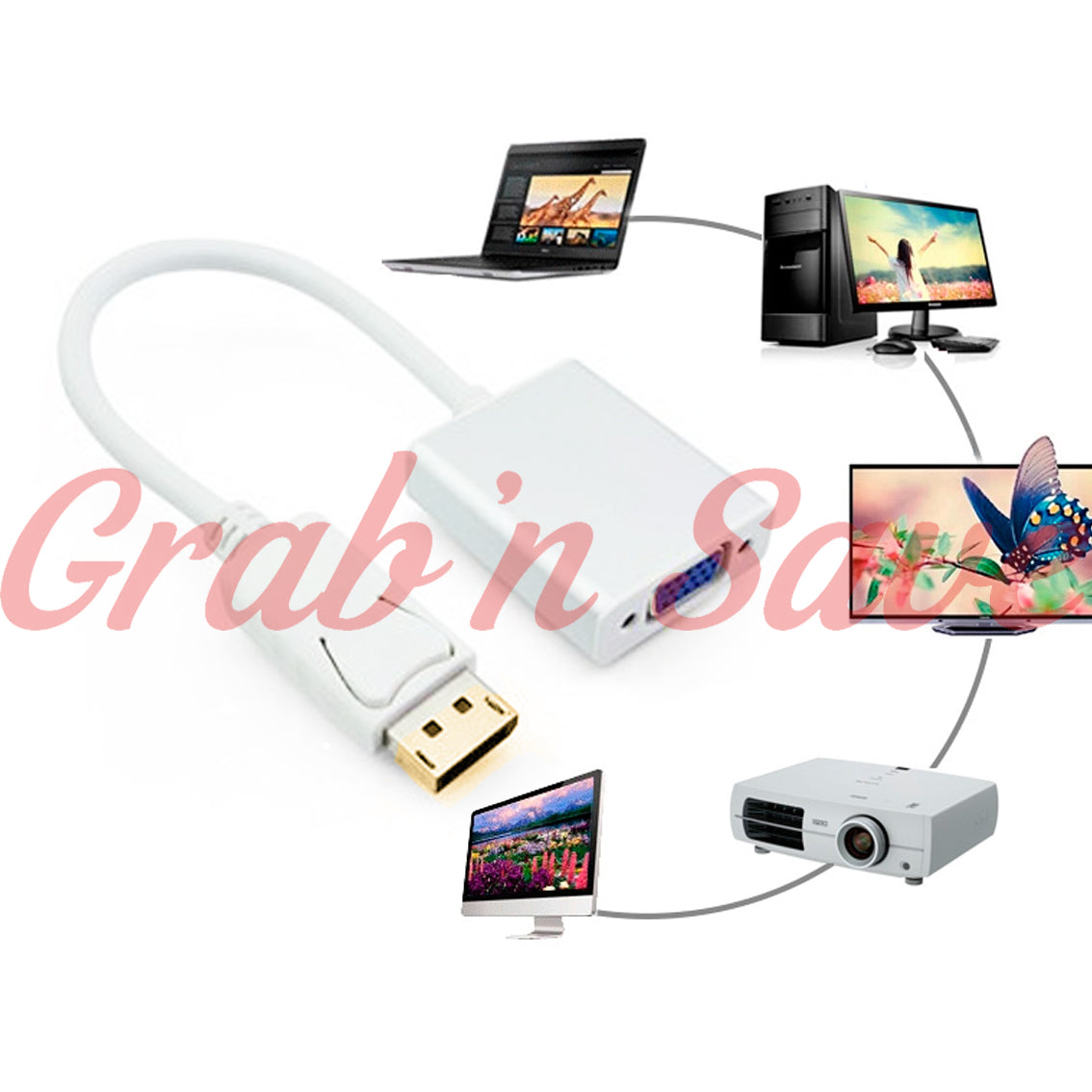 Displayport to VGA, Display Port to VGA Adapter, Displayport to VGA Cable