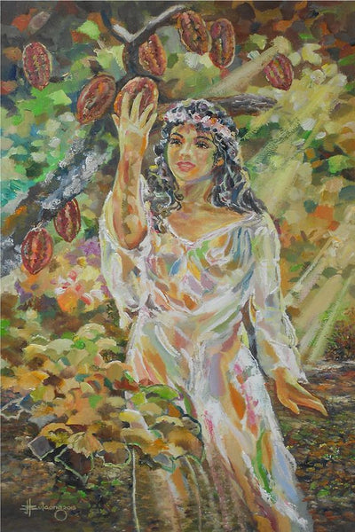 Maria Cacao is a mountain goddess Image Source: Maria Cacao (Philippine Legend) - oil on canvas 16" x 24" by JBulaong 2015