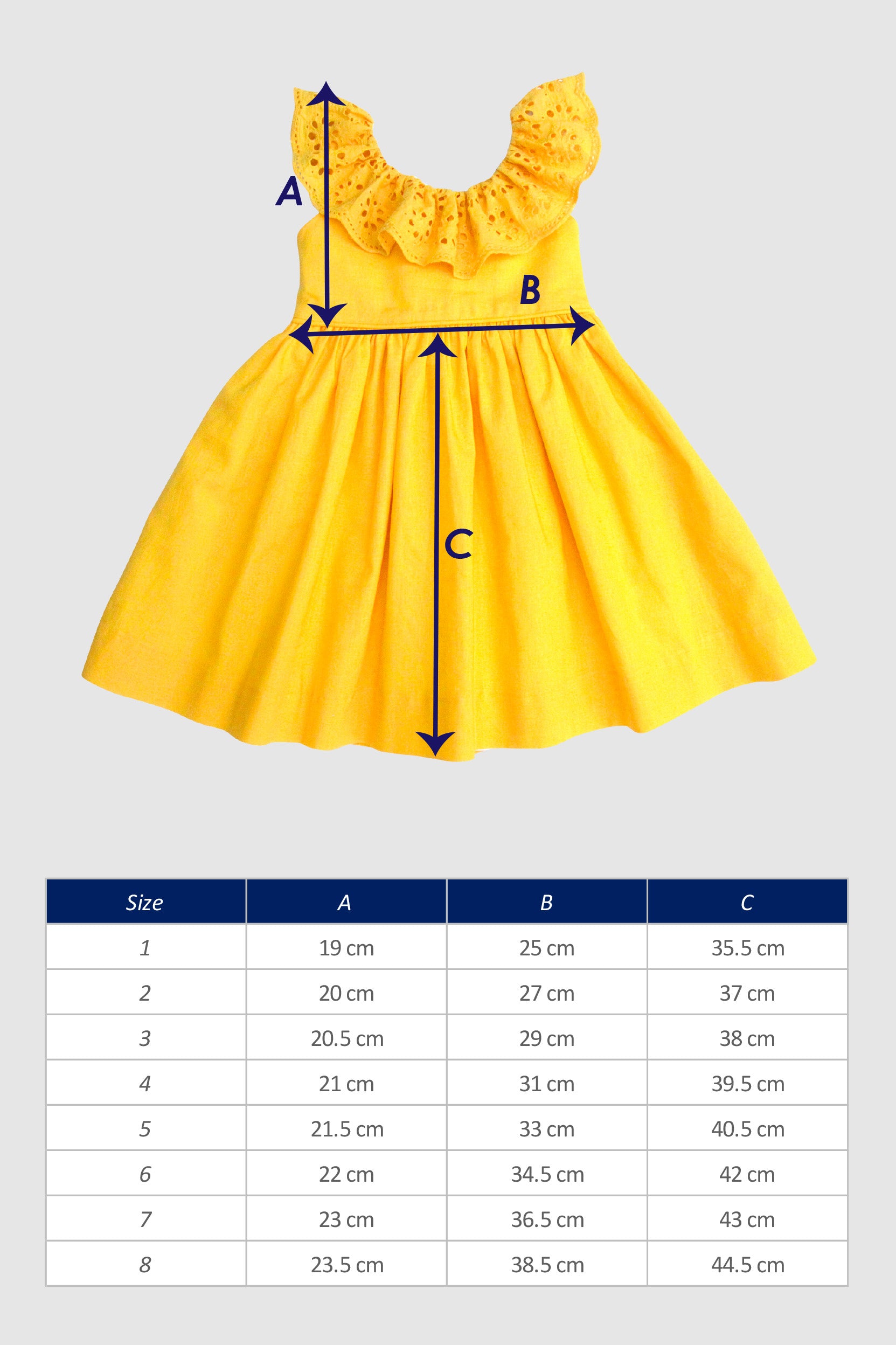 Girls-Dress-The-House-of-Fox-Poppy-Yellow-Size-Guide