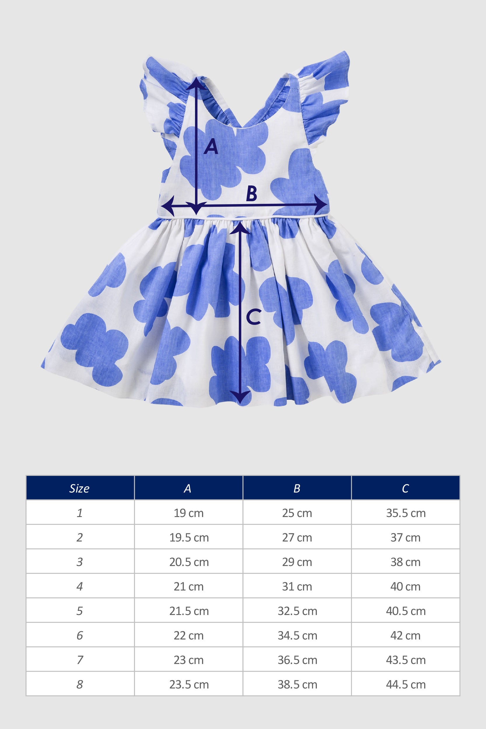 Girls Dress The House of Fox Mila Cloud Size Chart