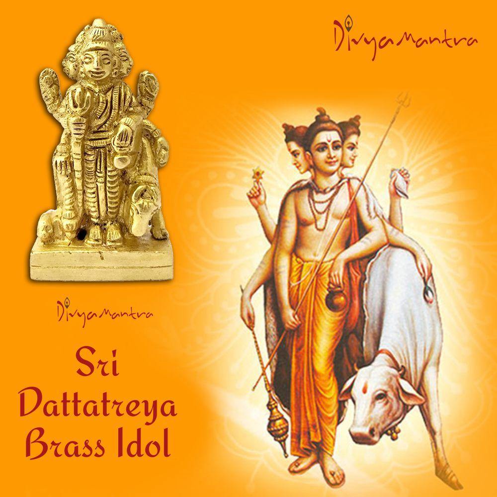 Sri Hindu God Dattatreya Idol Sculpture Statue Murti - Puja/ Pooja Roo