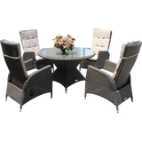 Hawthorn 5 Piece Outdoor Wicker Recliner Chair Dining Set - DECOR STAR