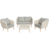 Mornington 5 Seater Outdoor Timber Table Wicker Lounge Set - DECOR STAR
